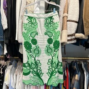 FARM Rio Green Ruched Pencil Midi Skirt
